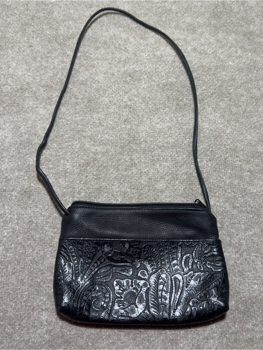 Borelli Bags embossed leather crossbody bag black casual classic vintage